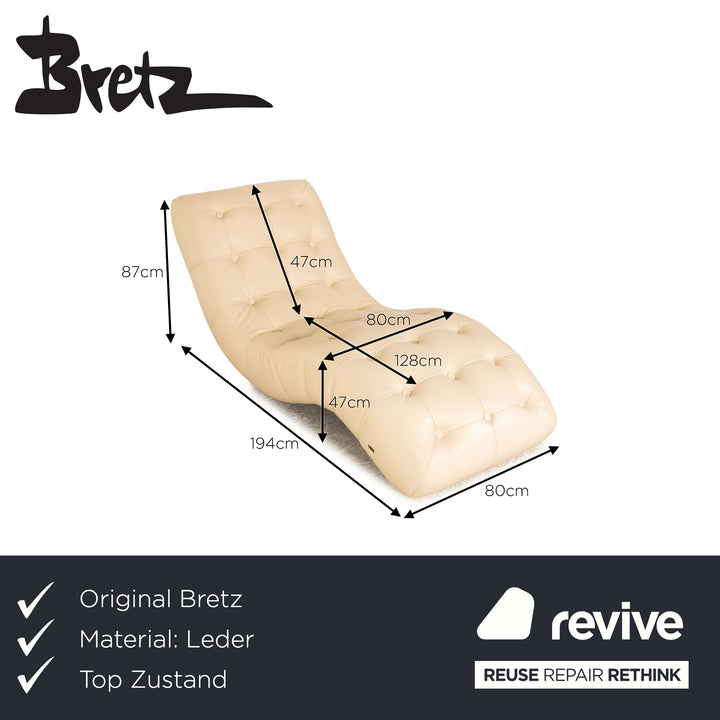 Bretz Tiziana Chaise Longue en Cuir Crème