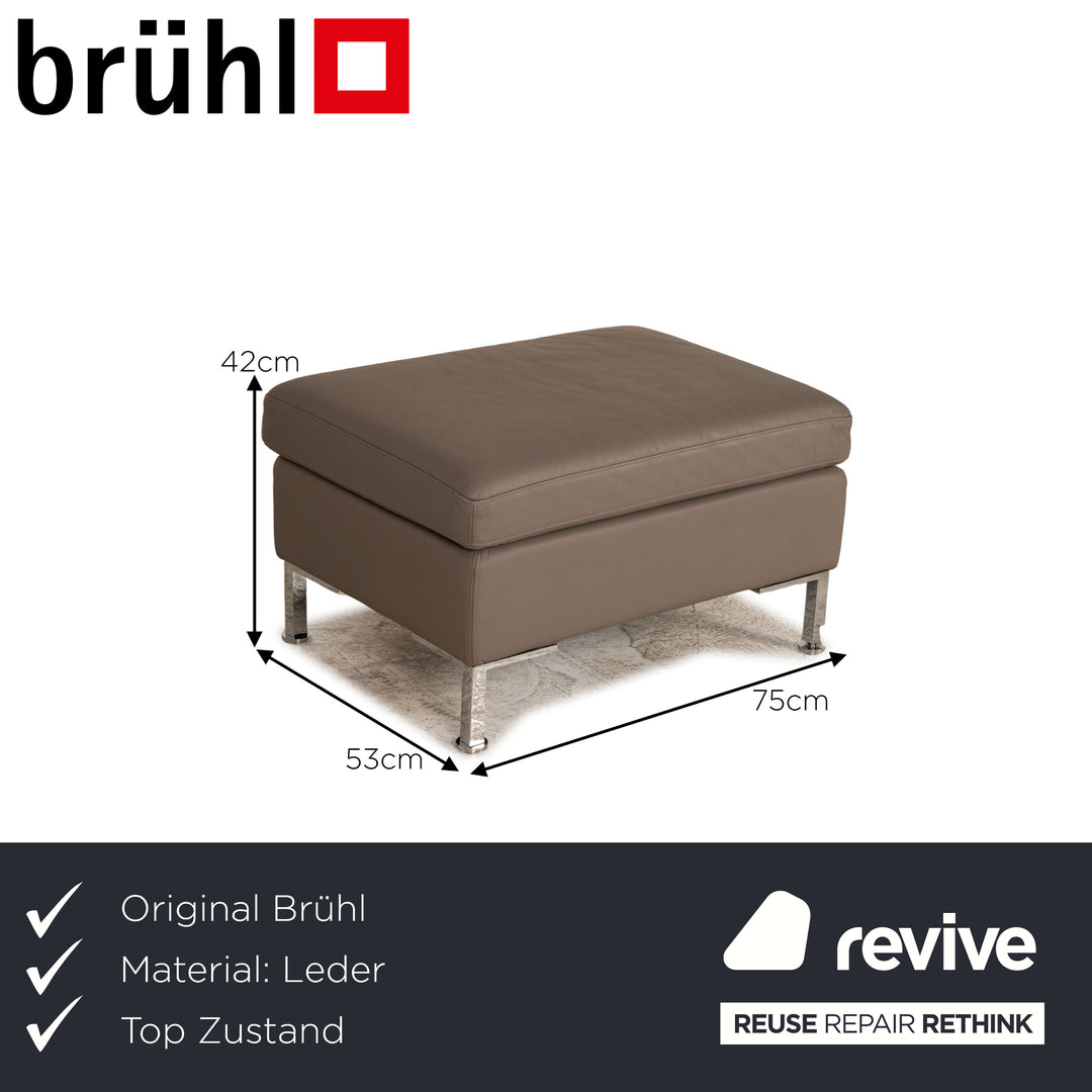Brühl Alba Leder Hocker Grau