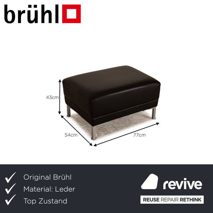 Brühl Alba Leder Hocker Schwarz