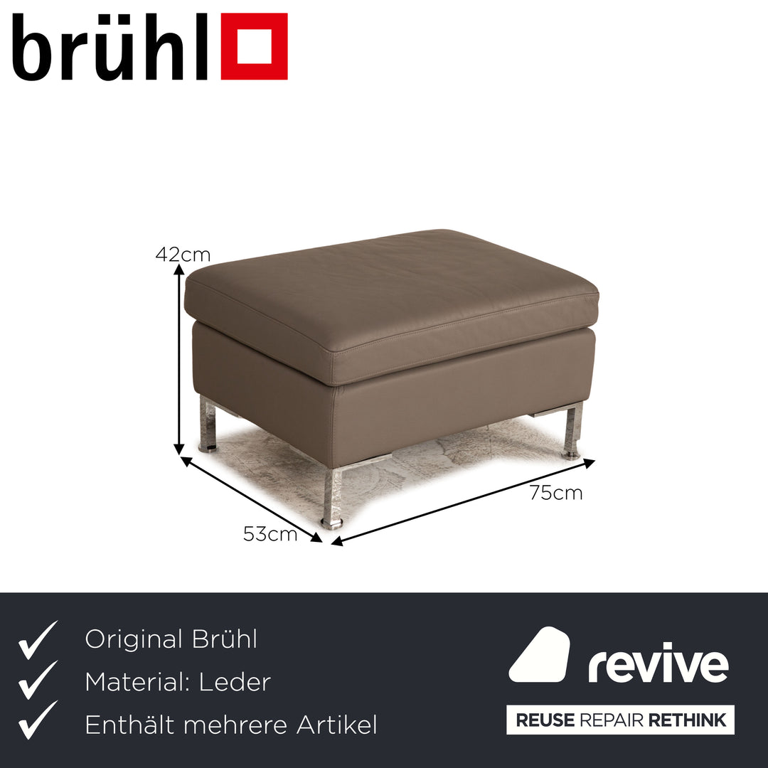 Brühl Alba Leder Sofa Garnitur Grau Zweisitzer Hocker Couch