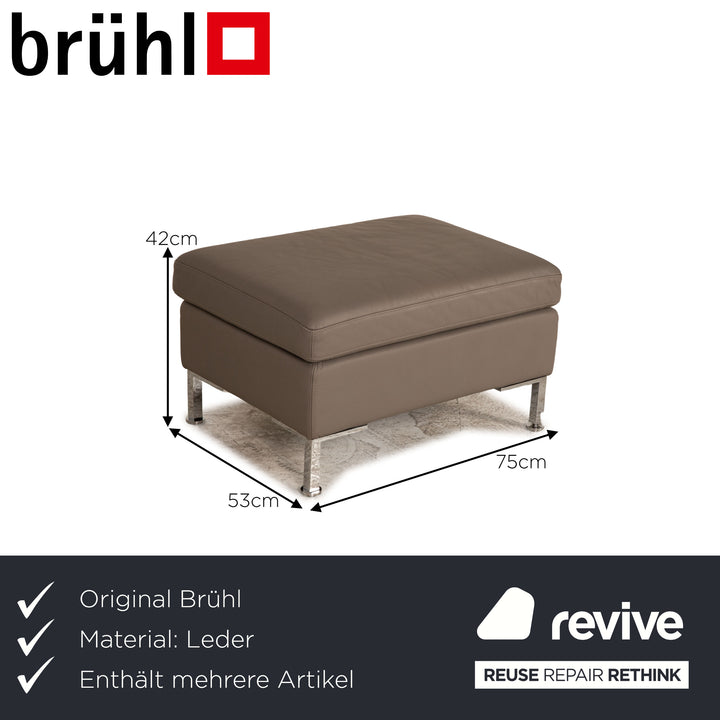 Brühl Alba Leder Sofa Garnitur Grau Zweisitzer Hocker Couch