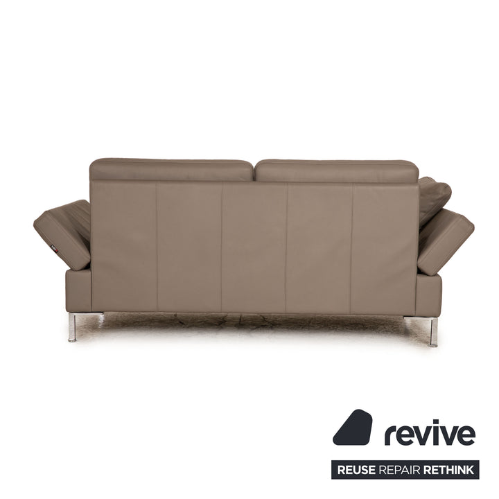Brühl Alba Leder Sofa Garnitur Grau Zweisitzer Hocker Couch