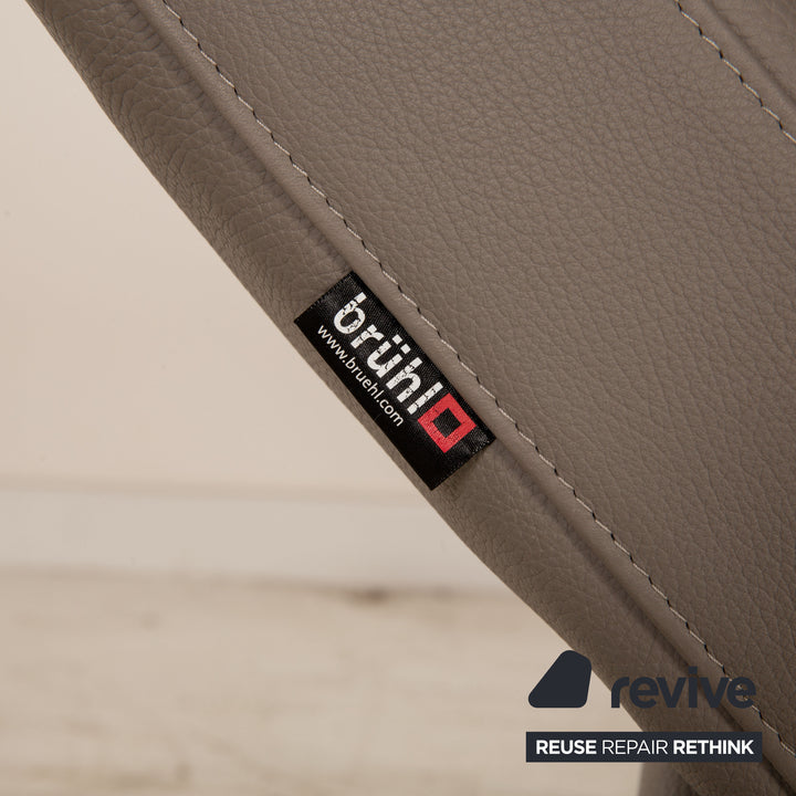 Brühl Alba Leder Sofa Garnitur Grau Zweisitzer Hocker Couch