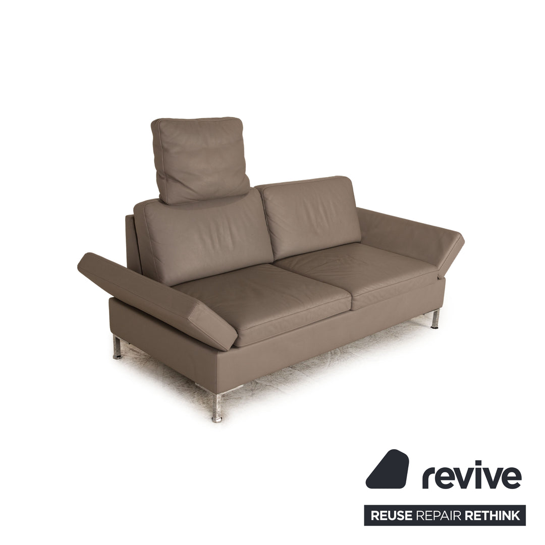 Brühl Alba Leder Sofa Garnitur Grau Zweisitzer Hocker Couch