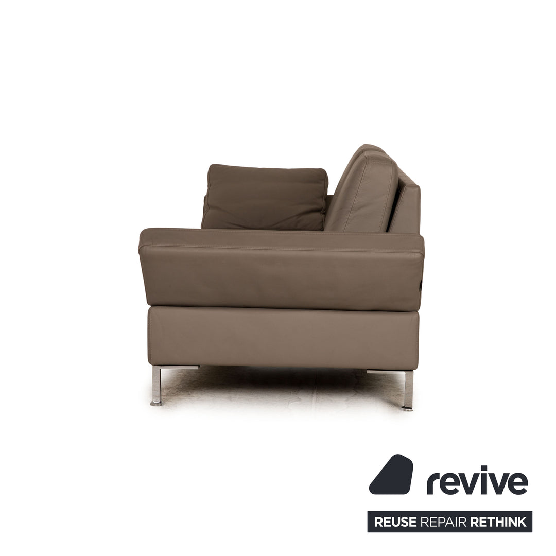 Brühl Alba Leder Sofa Garnitur Grau Zweisitzer Hocker Couch