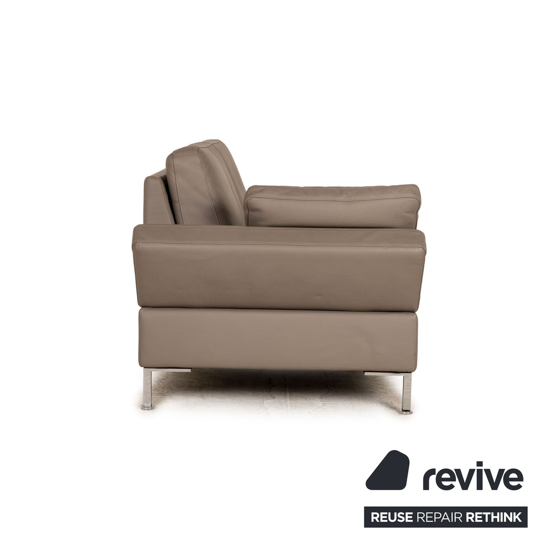 Brühl Alba Leder Sofa Garnitur Grau Zweisitzer Hocker Couch