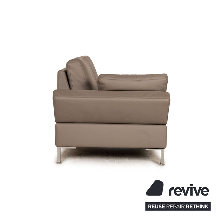 Brühl Alba Leder Sofa Garnitur Grau Zweisitzer Hocker Couch