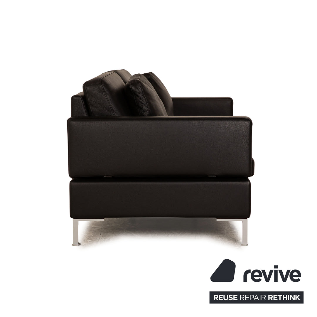Brühl Alba Leder Zweisitzer Schwarz Sofa Couch manuelle Funktion