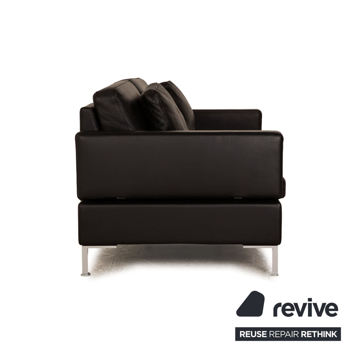 Brühl Alba Leder Zweisitzer Schwarz Sofa Couch manuelle Funktion