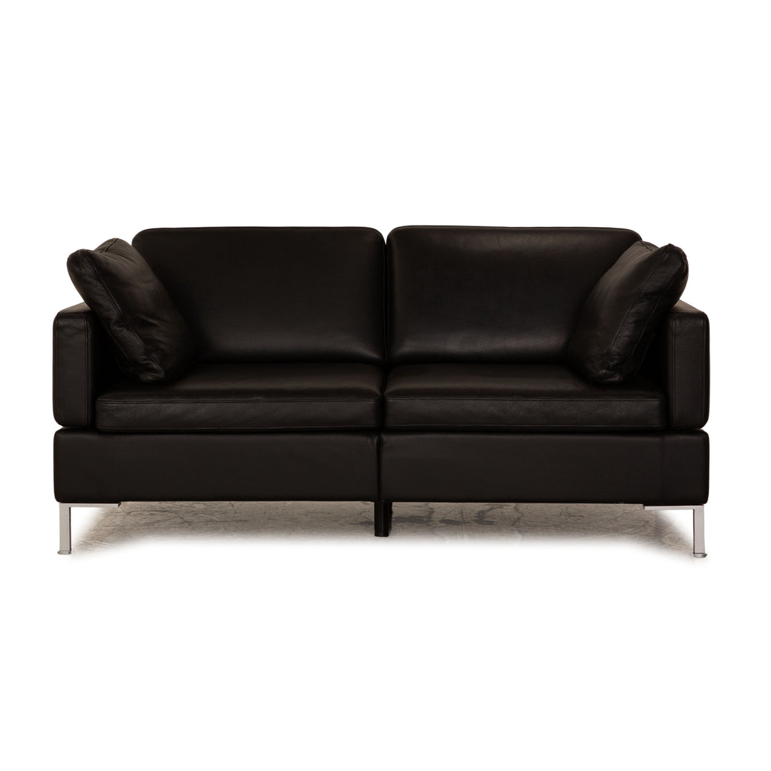 Brühl Alba Leder Zweisitzer Schwarz Sofa Couch manuelle Funktion