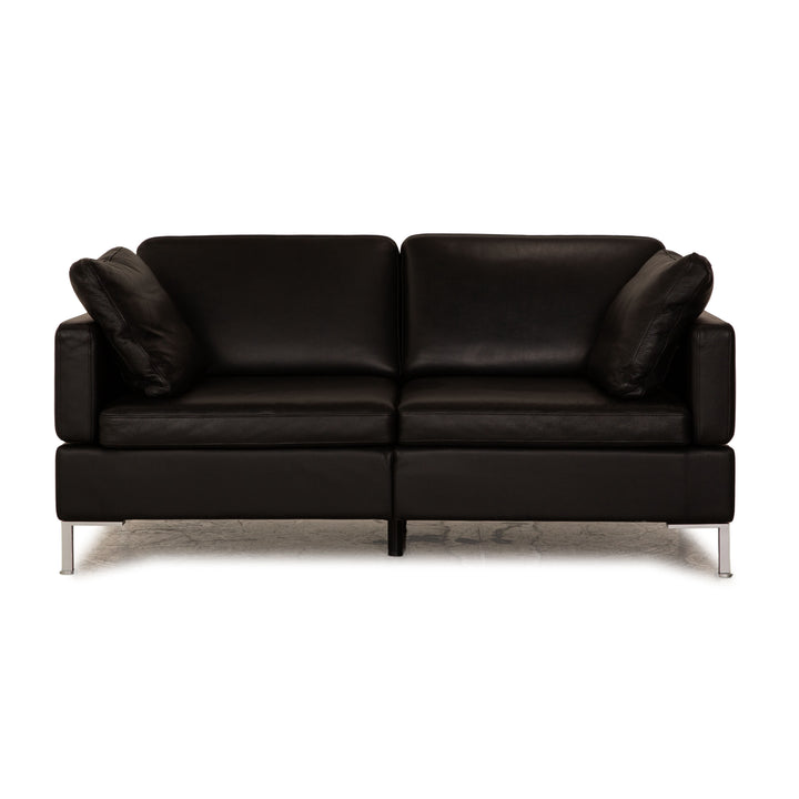 Brühl Alba Leder Zweisitzer Schwarz Sofa Couch manuelle Funktion