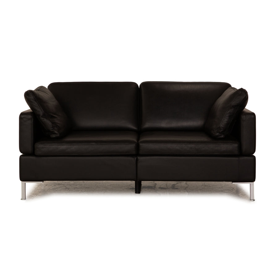 Brühl Alba Leder Zweisitzer Schwarz Sofa Couch manuelle Funktion