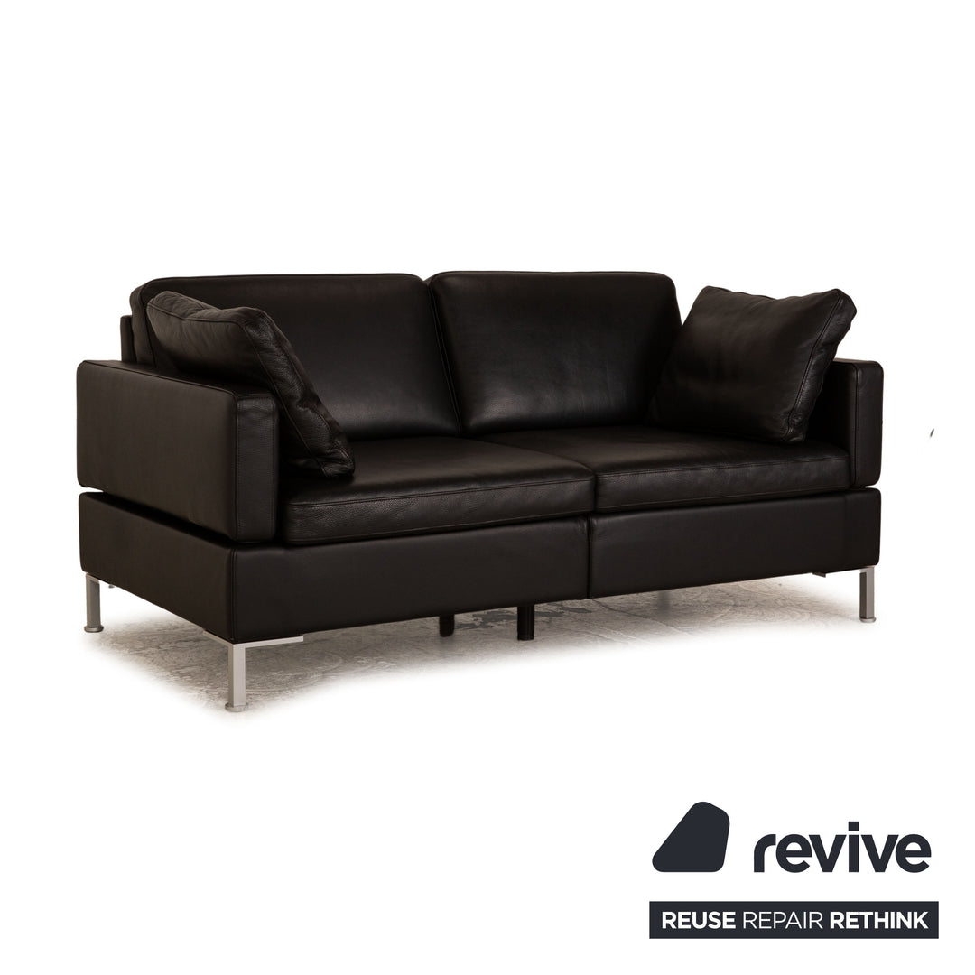 Brühl Alba Leder Zweisitzer Schwarz Sofa Couch manuelle Funktion