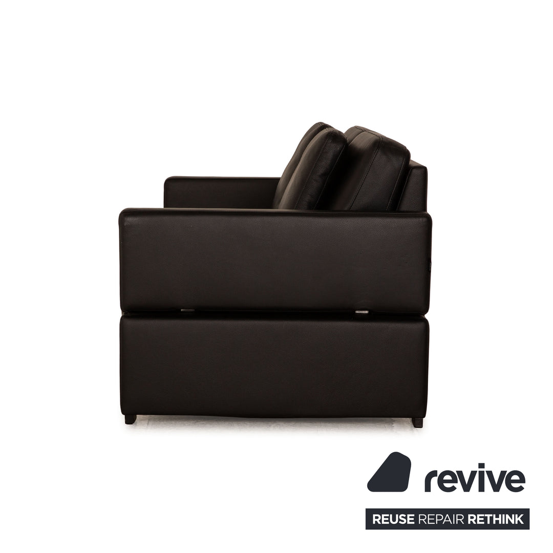 Brühl Alba Leder Zweisitzer Schwarz Sofa Couch manuelle Funktion