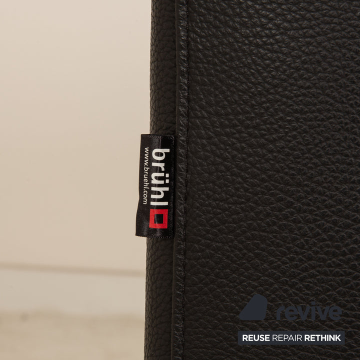 Brühl Alba Leder Zweisitzer Schwarz Sofa Couch manuelle Funktion