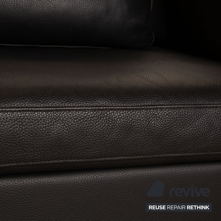 Brühl Alba Leder Zweisitzer Schwarz Sofa Couch manuelle Funktion