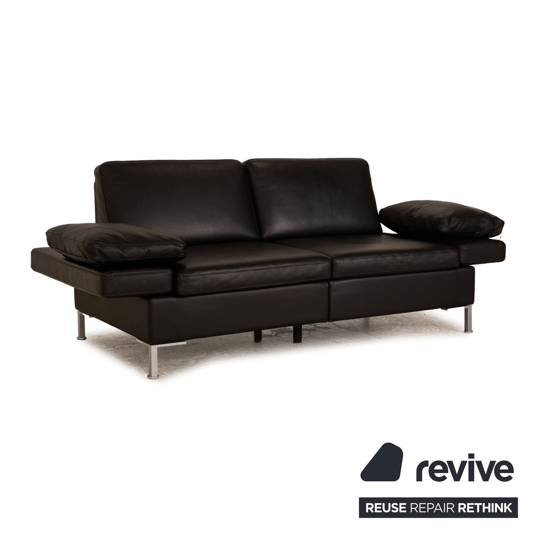 Brühl Alba Leder Zweisitzer Schwarz Sofa Couch manuelle Funktion
