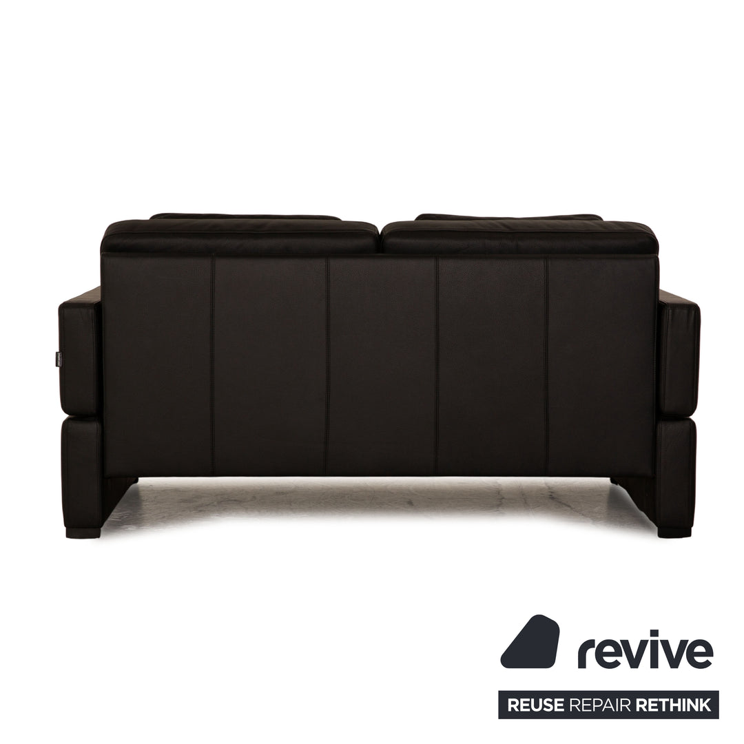 Brühl Alba Leder Zweisitzer Schwarz Sofa Couch manuelle Funktion