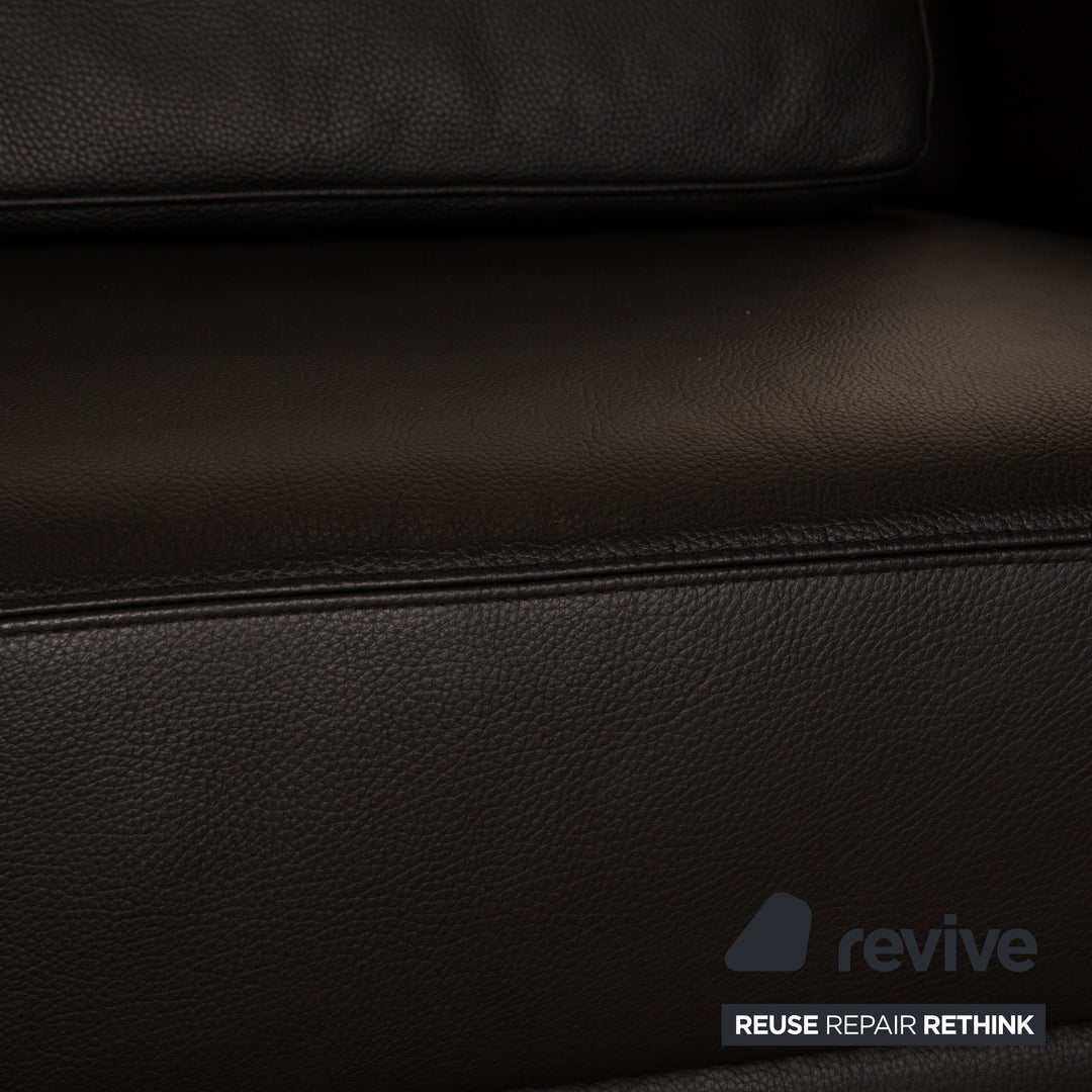 Brühl Alba Leder Zweisitzer Schwarz Sofa Couch manuelle Funktion