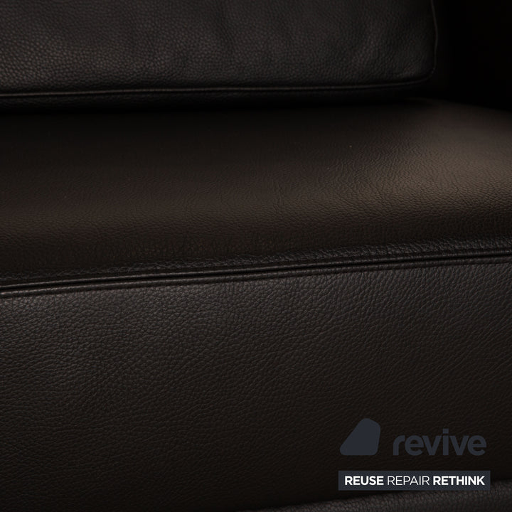 Brühl Alba Leder Zweisitzer Schwarz Sofa Couch manuelle Funktion