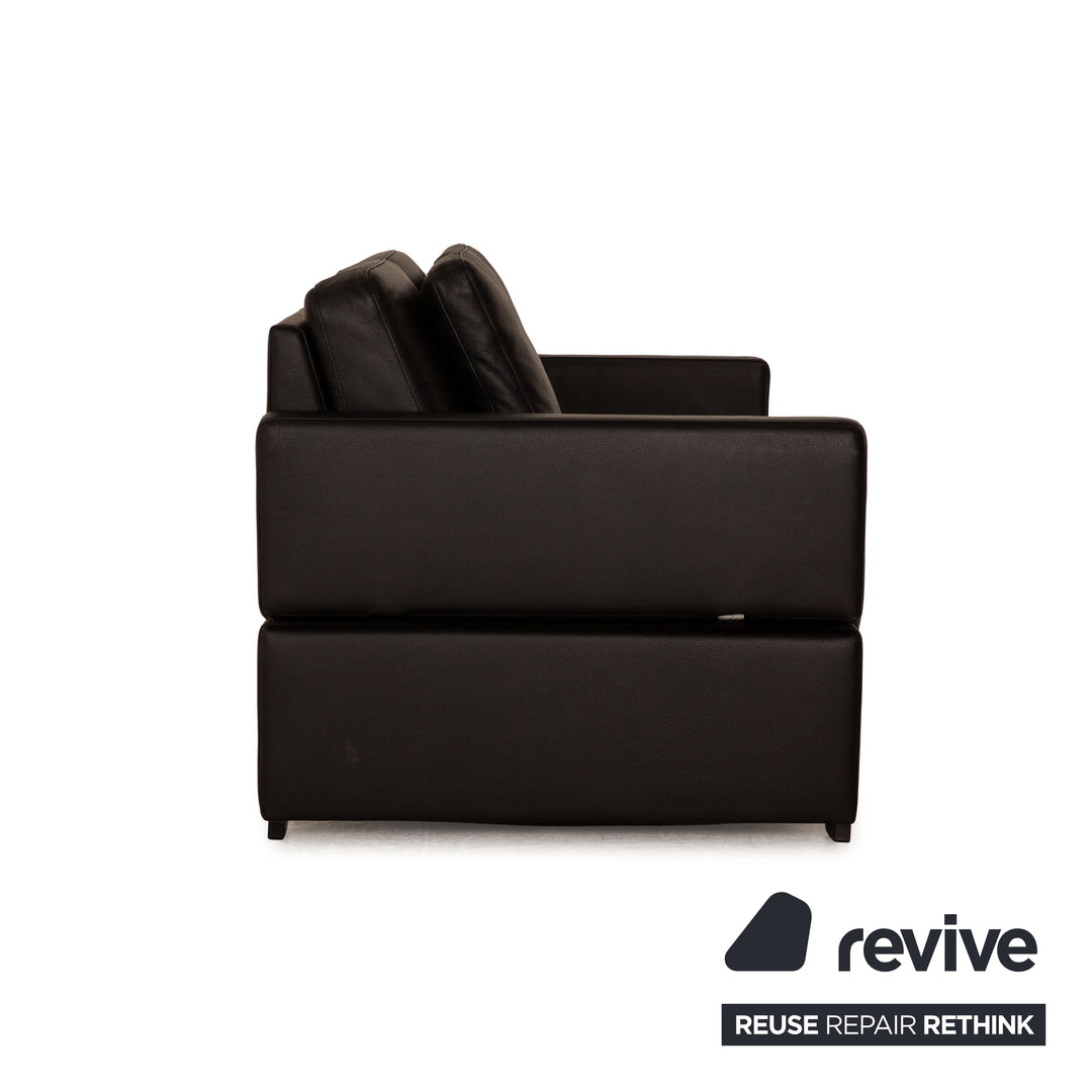 Brühl Alba Leder Zweisitzer Schwarz Sofa Couch manuelle Funktion