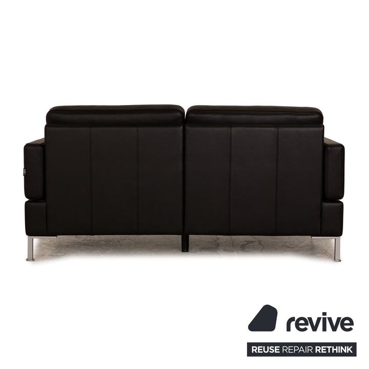 Brühl Alba Leder Zweisitzer Schwarz Sofa Couch manuelle Funktion