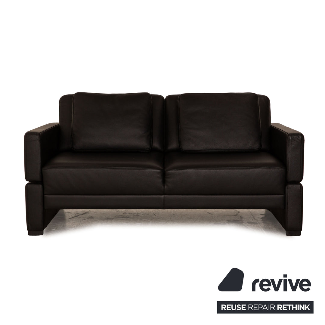 Brühl Alba Leder Zweisitzer Schwarz Sofa Couch manuelle Funktion