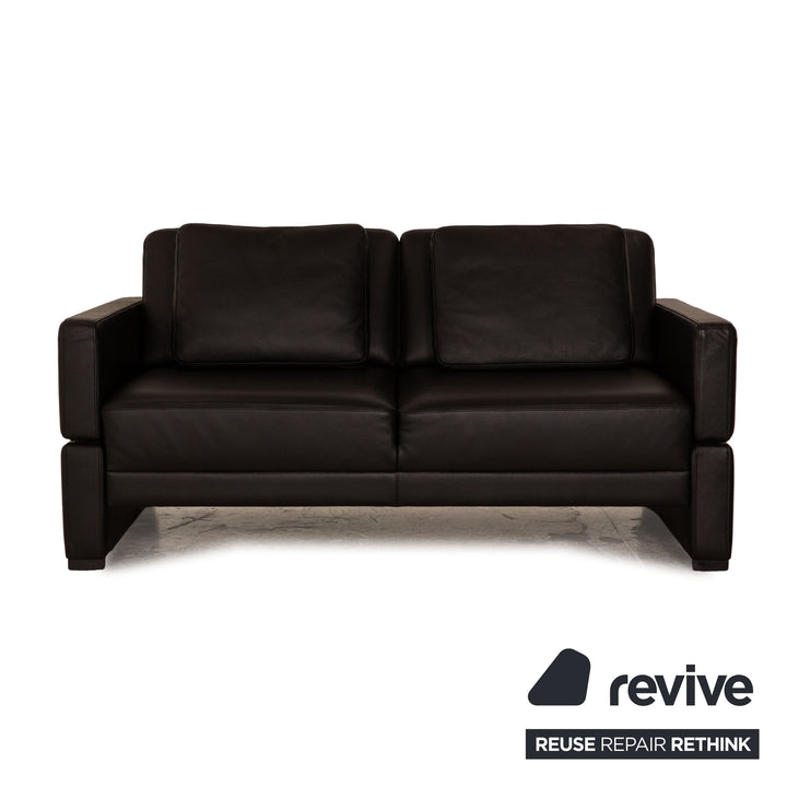 Brühl Alba Leder Zweisitzer Schwarz Sofa Couch manuelle Funktion