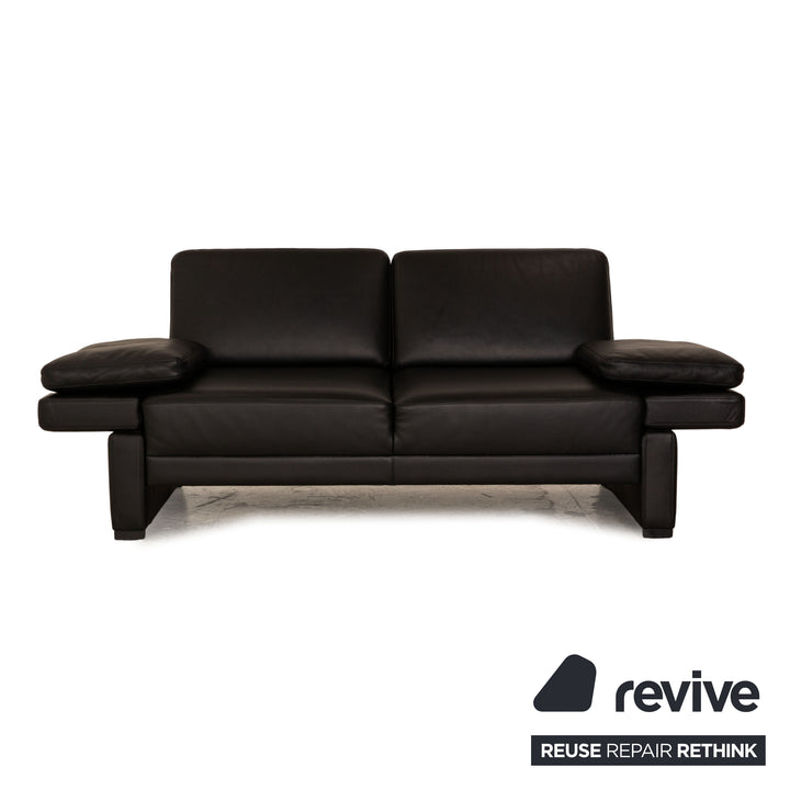 Brühl Alba Leder Zweisitzer Schwarz Sofa Couch manuelle Funktion