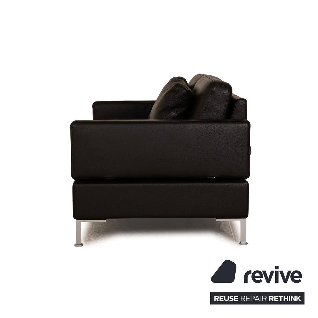 Brühl Alba Leder Zweisitzer Schwarz Sofa Couch manuelle Funktion