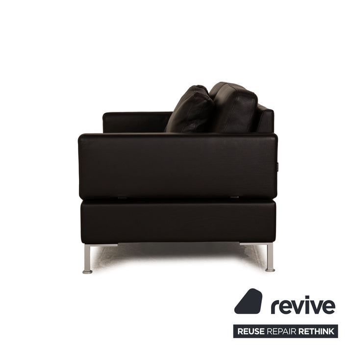 Brühl Alba Leder Zweisitzer Schwarz Sofa Couch manuelle Funktion
