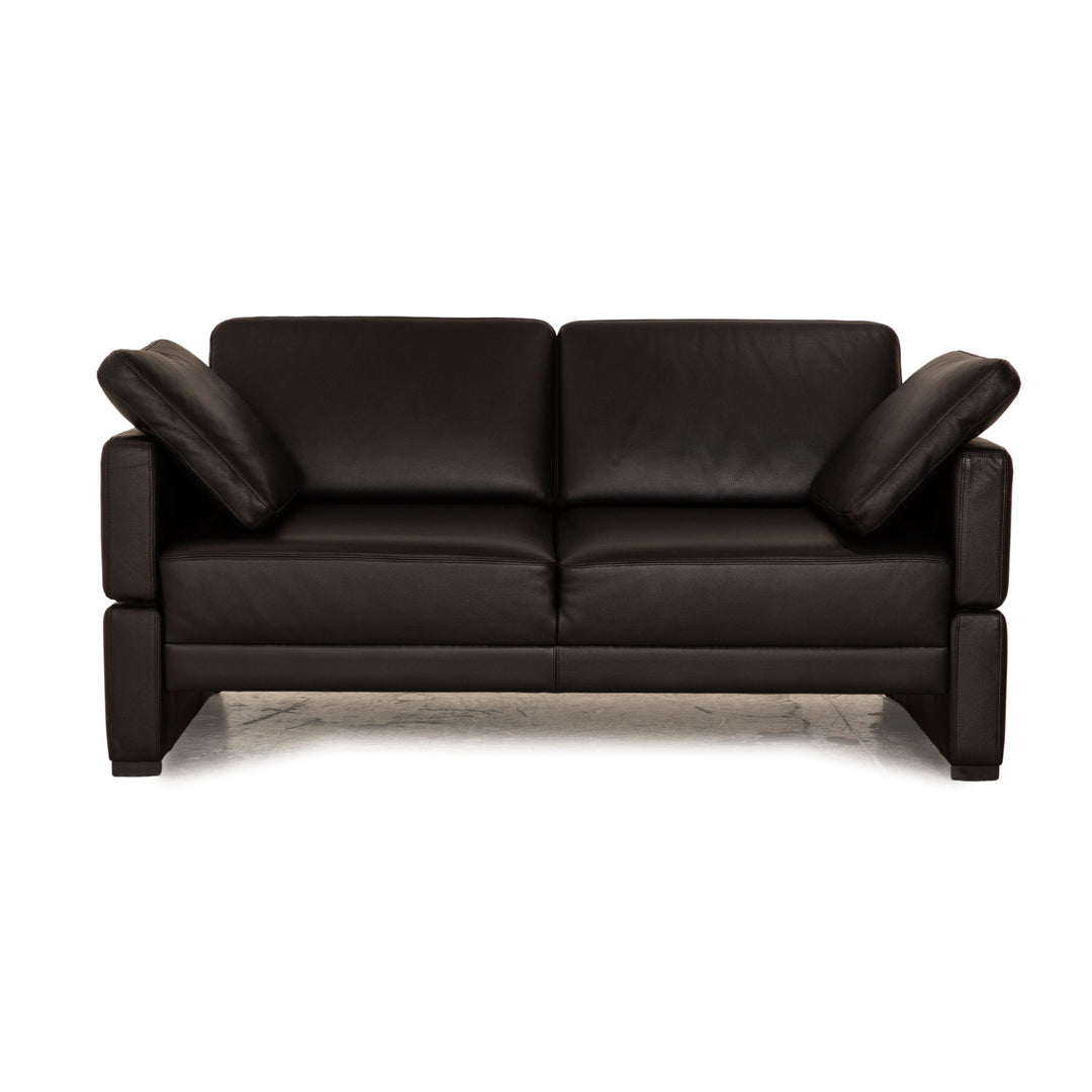 Brühl Alba Leder Zweisitzer Schwarz Sofa Couch manuelle Funktion