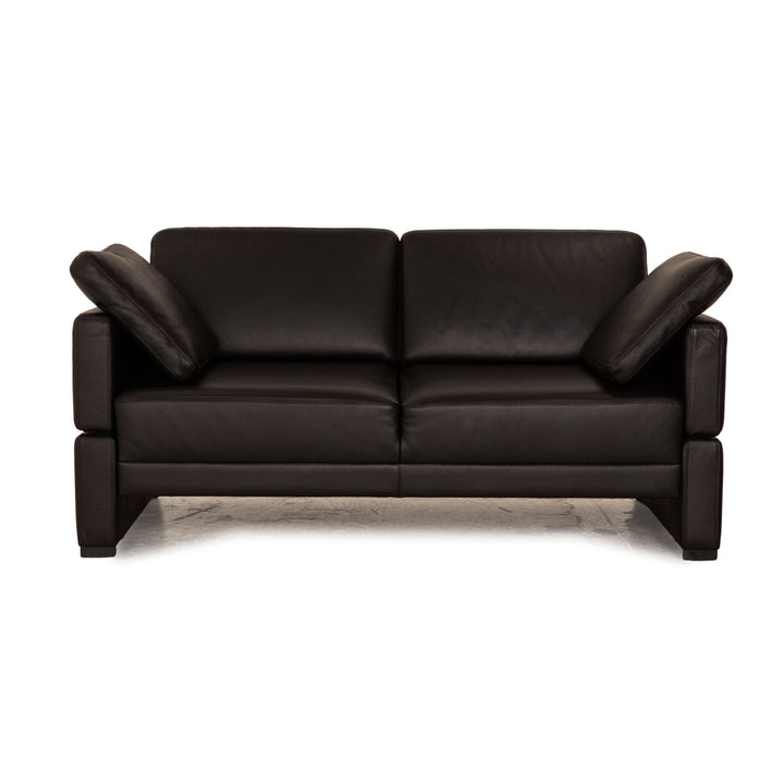 Brühl Alba Leder Zweisitzer Schwarz Sofa Couch manuelle Funktion