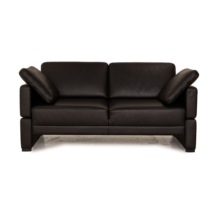 Brühl Alba Leder Zweisitzer Schwarz Sofa Couch manuelle Funktion