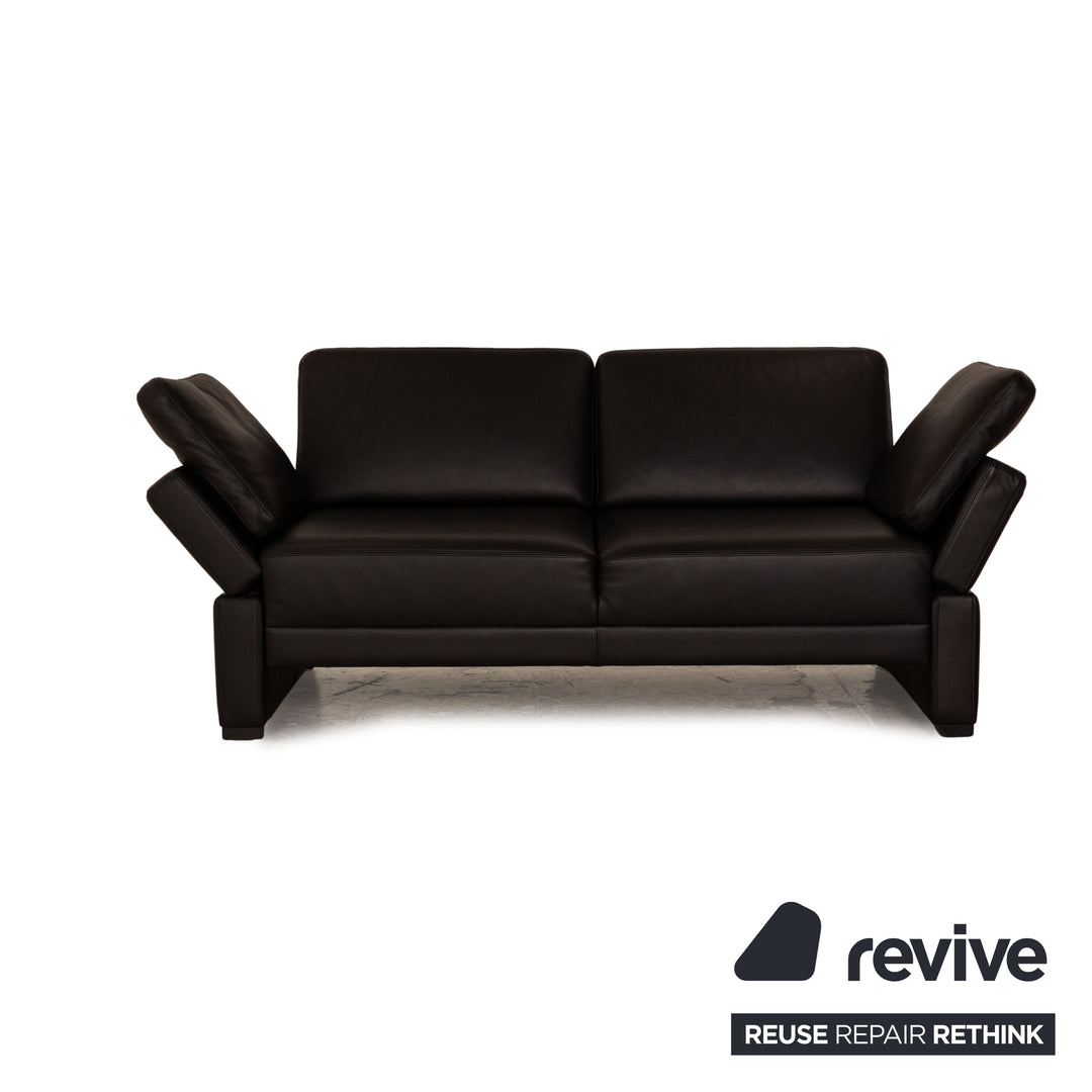 Brühl Alba Leder Zweisitzer Schwarz Sofa Couch manuelle Funktion
