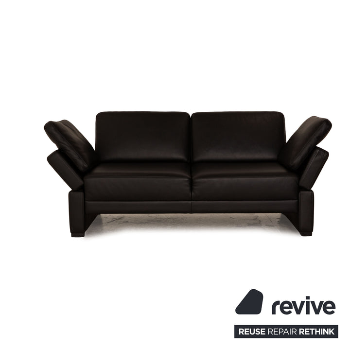 Brühl Alba Leder Zweisitzer Schwarz Sofa Couch manuelle Funktion
