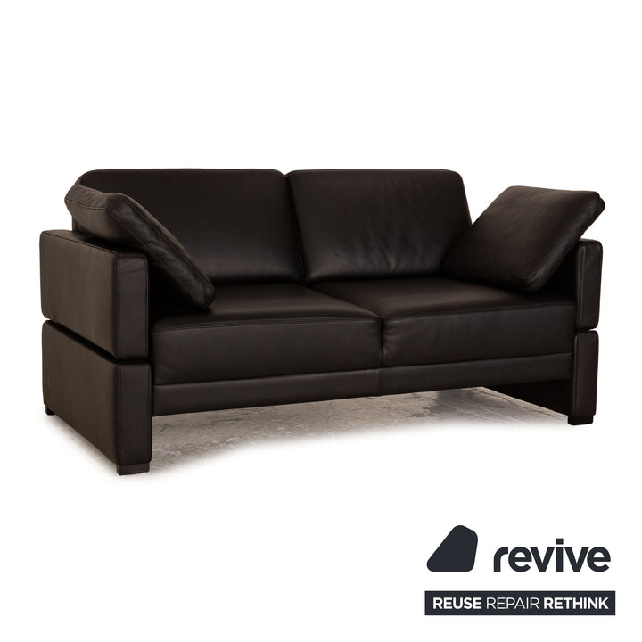 Brühl Alba Leder Zweisitzer Schwarz Sofa Couch manuelle Funktion