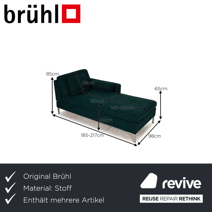 Brühl Alba Stoff Liegen Garnitur Grün Sofa Couch Longchair Funktion Neubezug