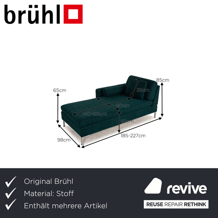 Brühl Alba Stoff Liegen Garnitur Grün Sofa Couch Longchair Funktion Neubezug