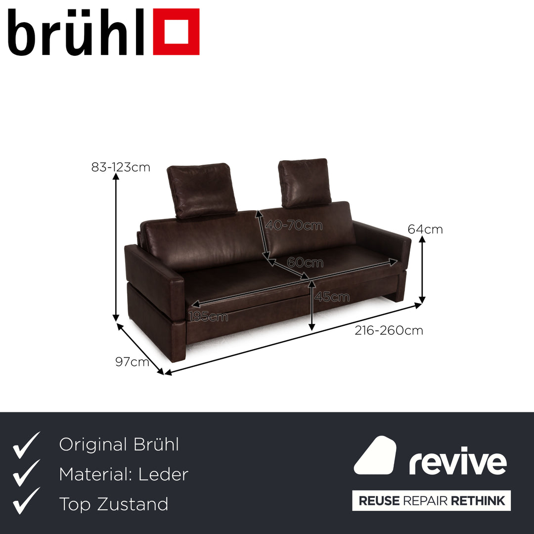 Brühl Amber Leder Dreisitzer Braun Sofa Couch Funktion