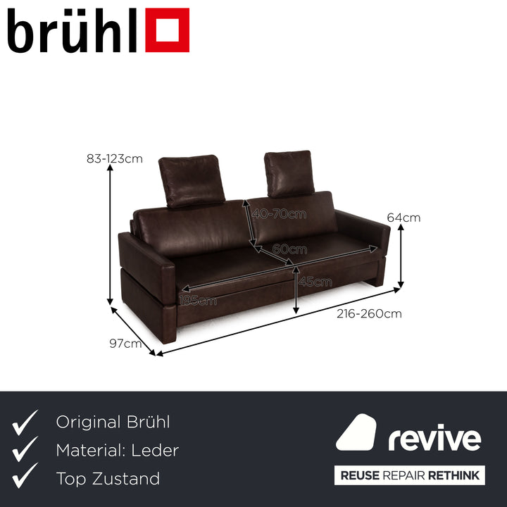Brühl Amber Leder Dreisitzer Braun Sofa Couch Funktion