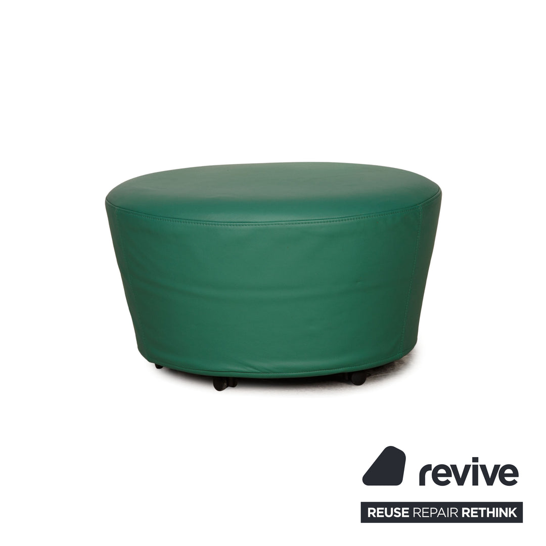 Brühl Big Arm Leder Hocker Grün Rollen