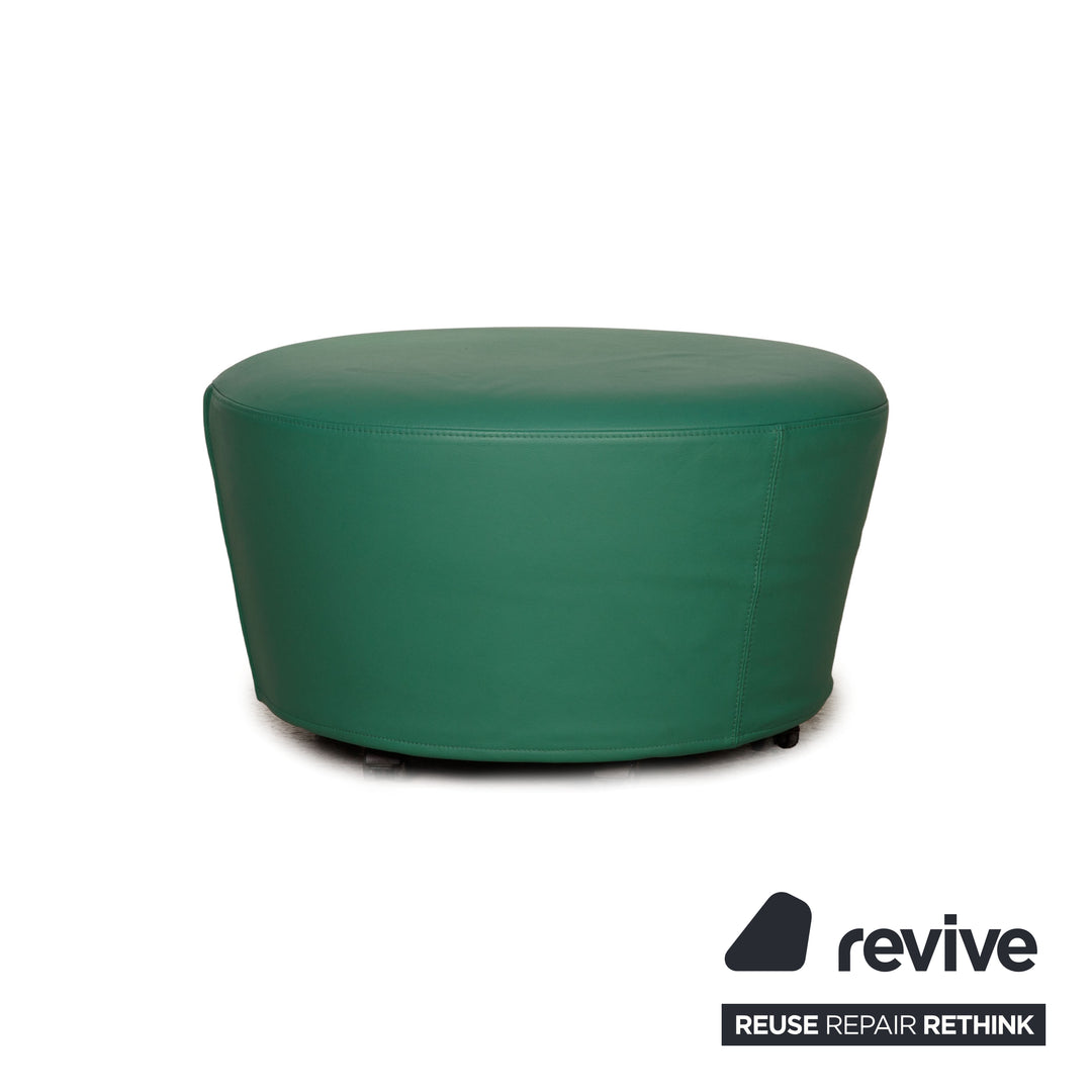 Brühl Big Arm Leder Hocker Grün Rollen