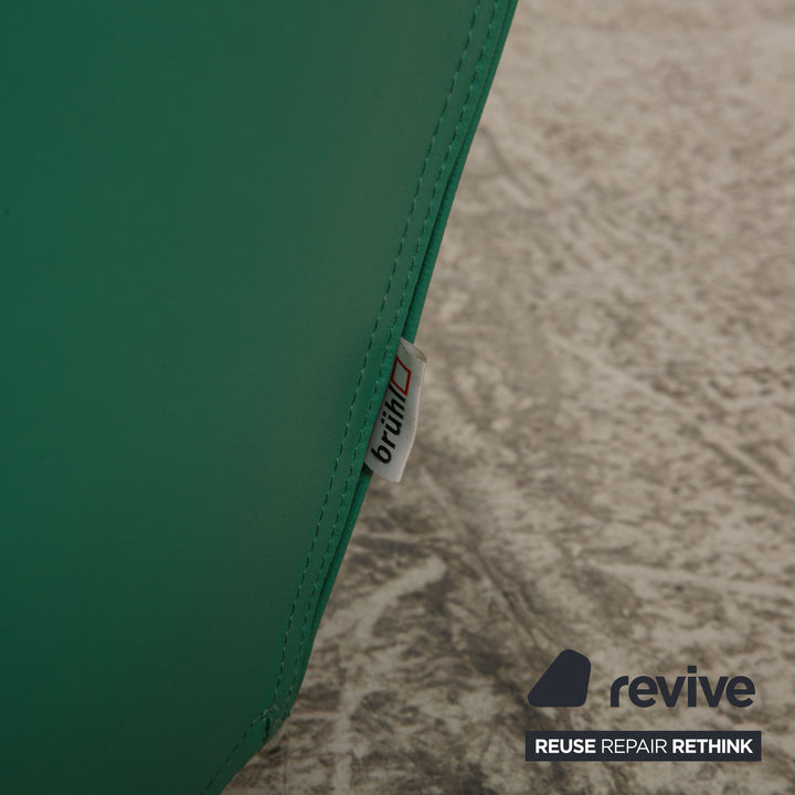 Brühl Big Arm Leder Hocker Grün Rollen