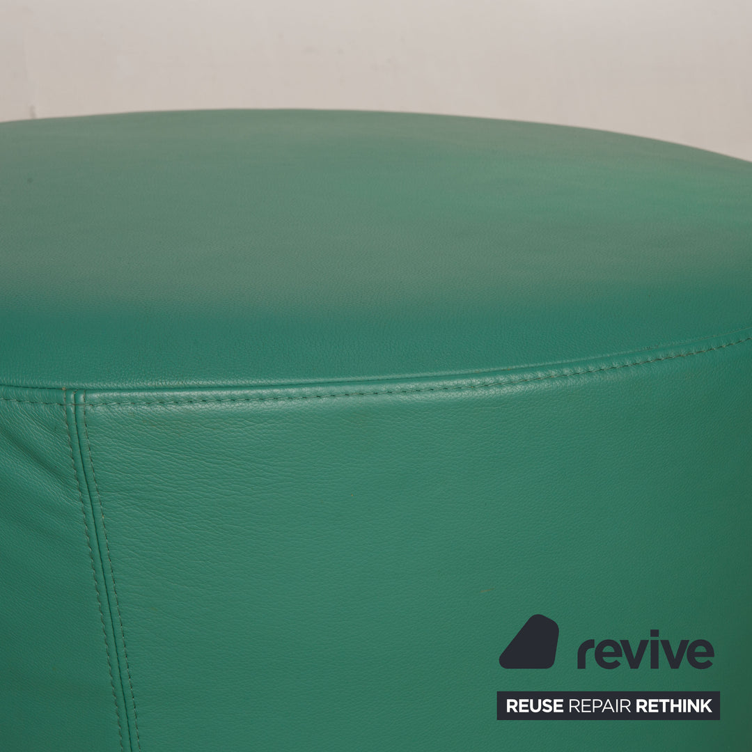 Brühl Big Arm Leder Hocker Grün Rollen