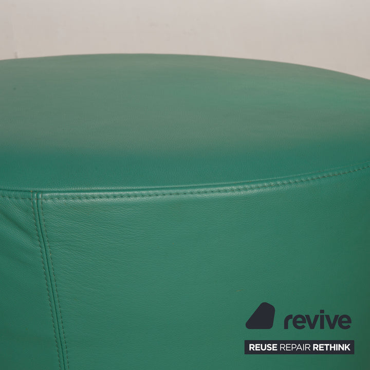 Brühl Big Arm Leder Hocker Grün Rollen
