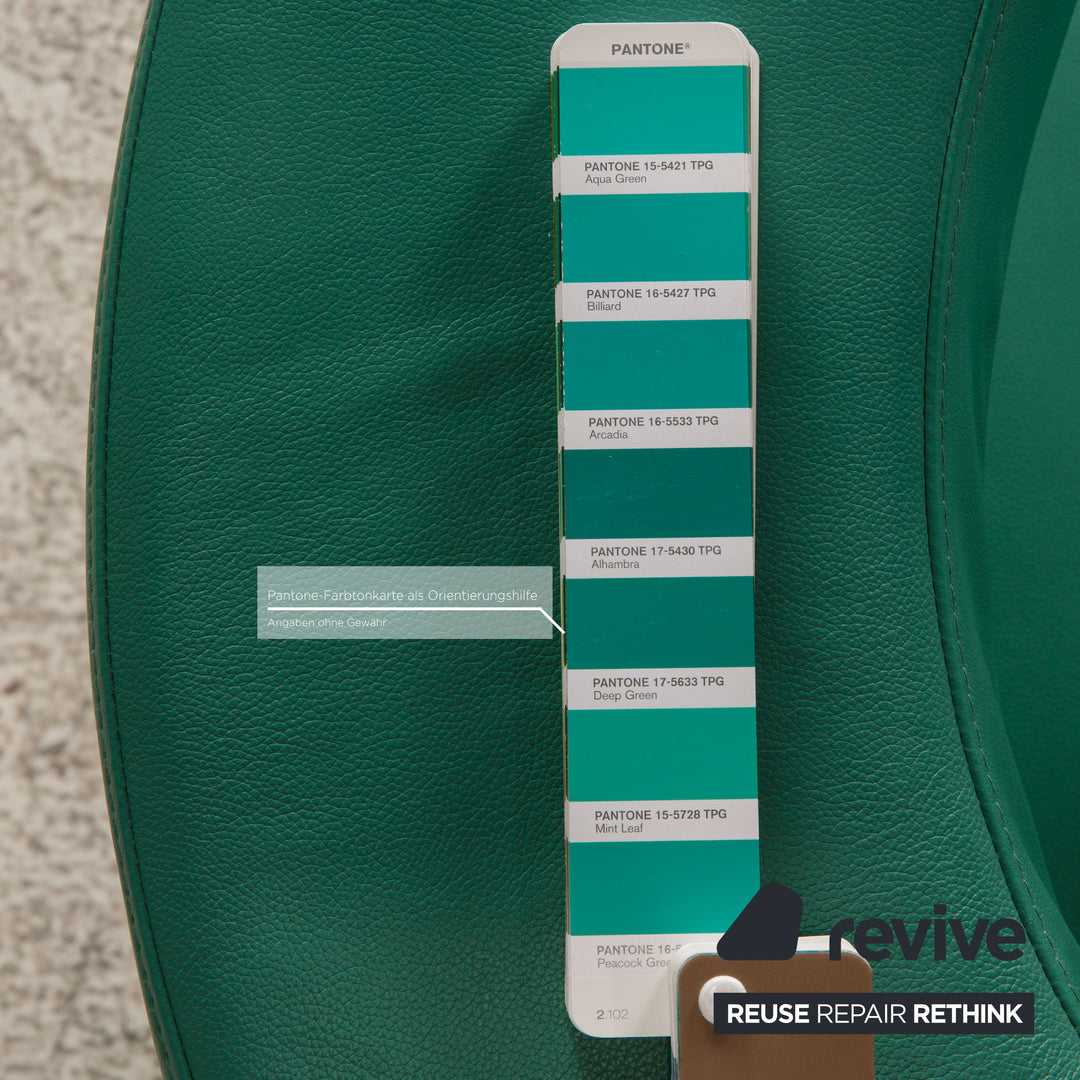 Brühl Big Arm Leder Hocker Grün Rollen