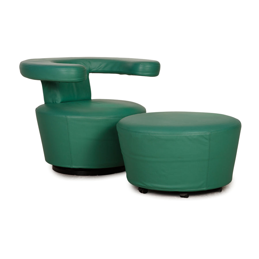 Brühl Big Arm Leder Sessel Grün Drehfunktion