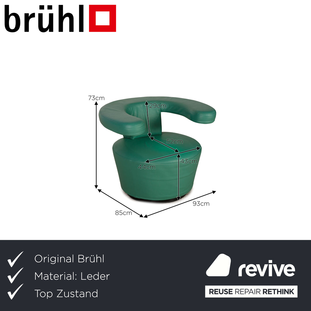 Brühl Big Arm Leder Sessel Grün Drehfunktion