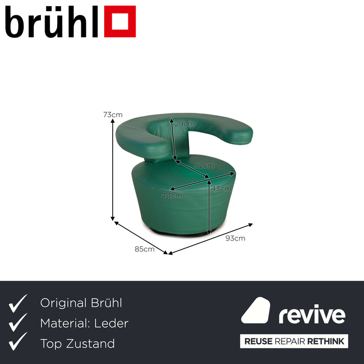 Brühl Big Arm Leder Sessel Grün Drehfunktion